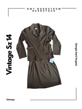 Giorgio Sant'Angelo Faux Suede Jacket & Skirt Set Vintage Size 13/14 NWT